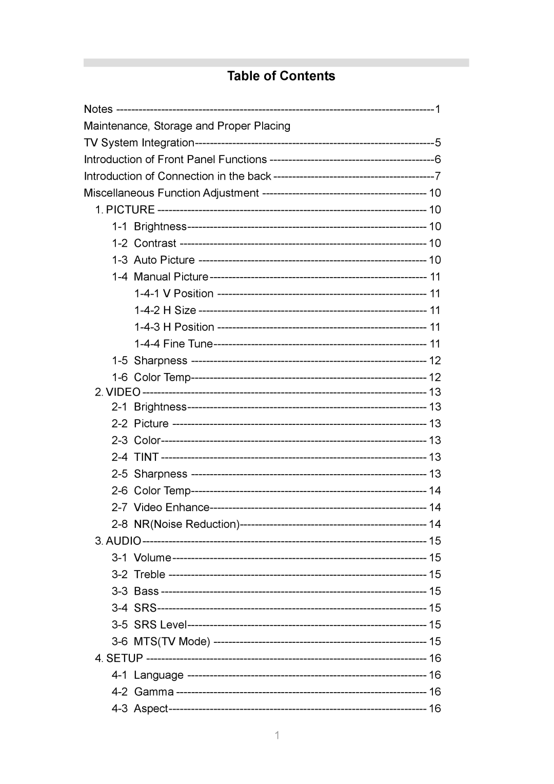 InFocus TD30 manual Table of Contents 