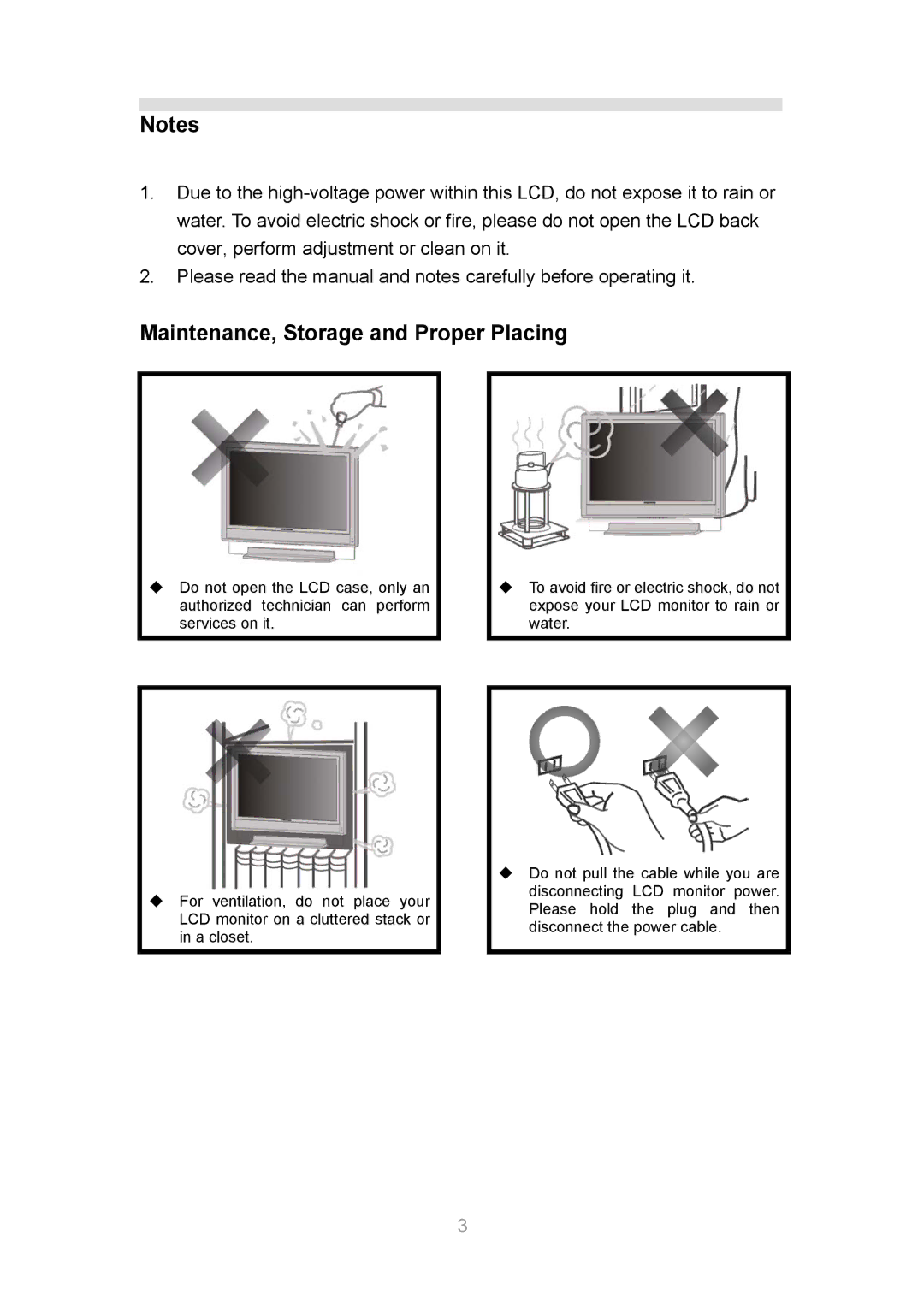 InFocus TD30 manual Maintenance, Storage and Proper Placing 