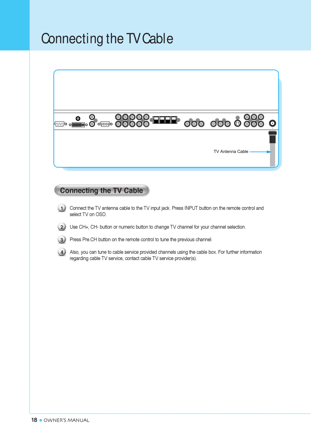 InFocus TD40 NTSC, TD32 manual Connecting the TV Cable 