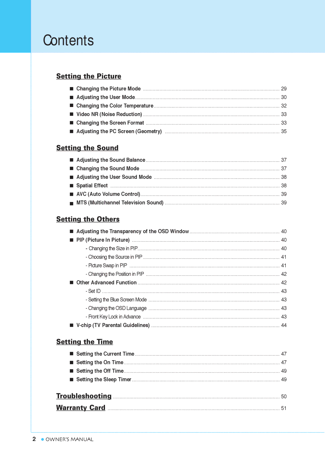 InFocus TD40 NTSC, TD32 manual Setting the Picture 