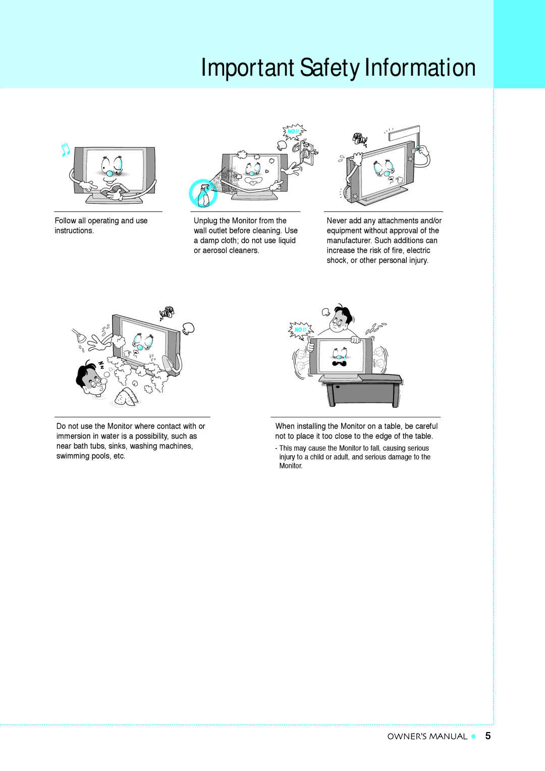 InFocus TD32, TD40 NTSC manual Important Safety Information, Follow all operating and use instructions 