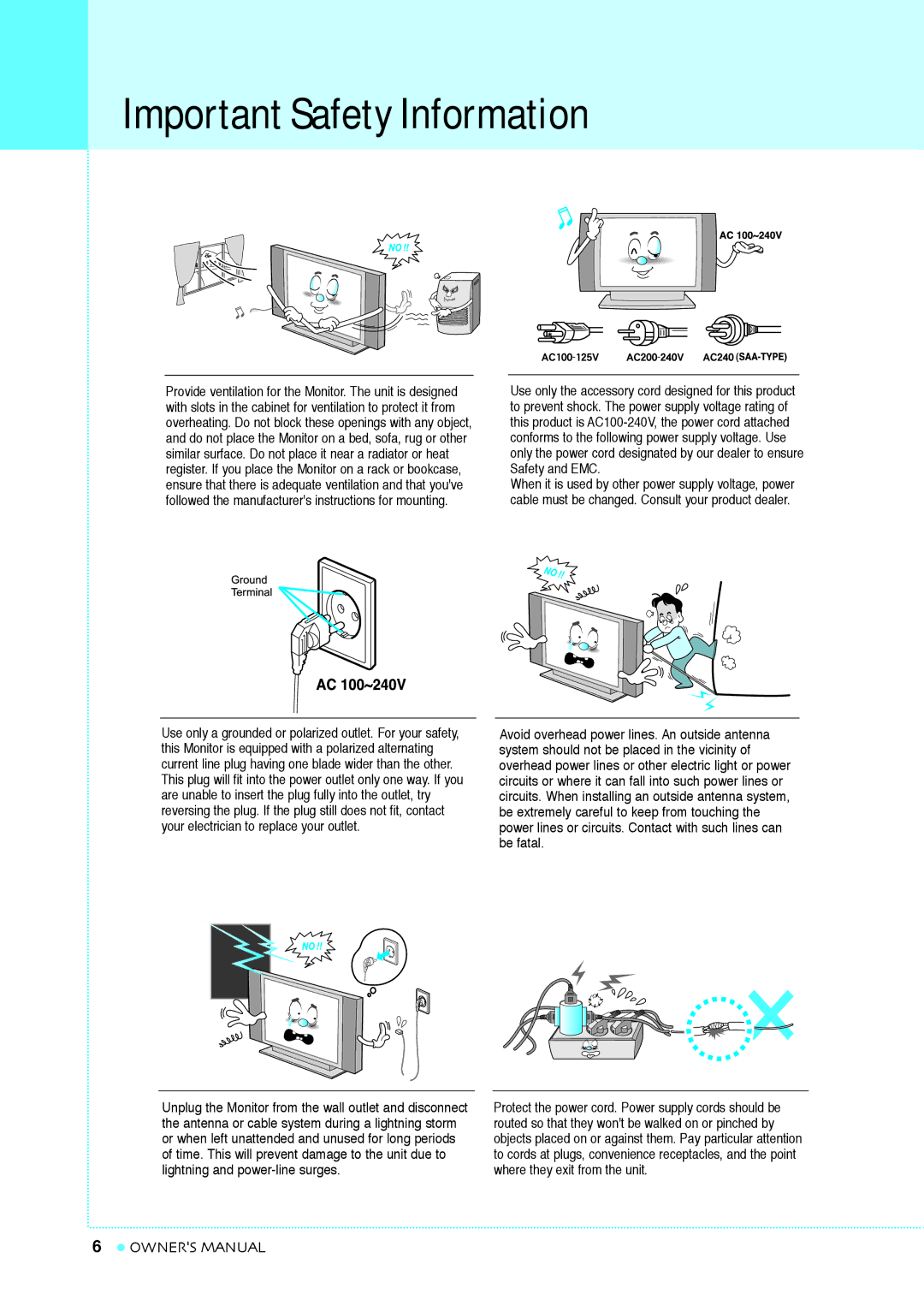 InFocus TD40 NTSC, TD32 manual Important Safety Information 