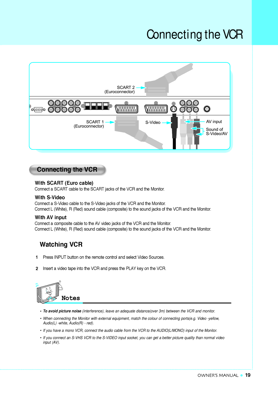 InFocus TD40 PAL manual Connecting the VCR, Watching VCR 