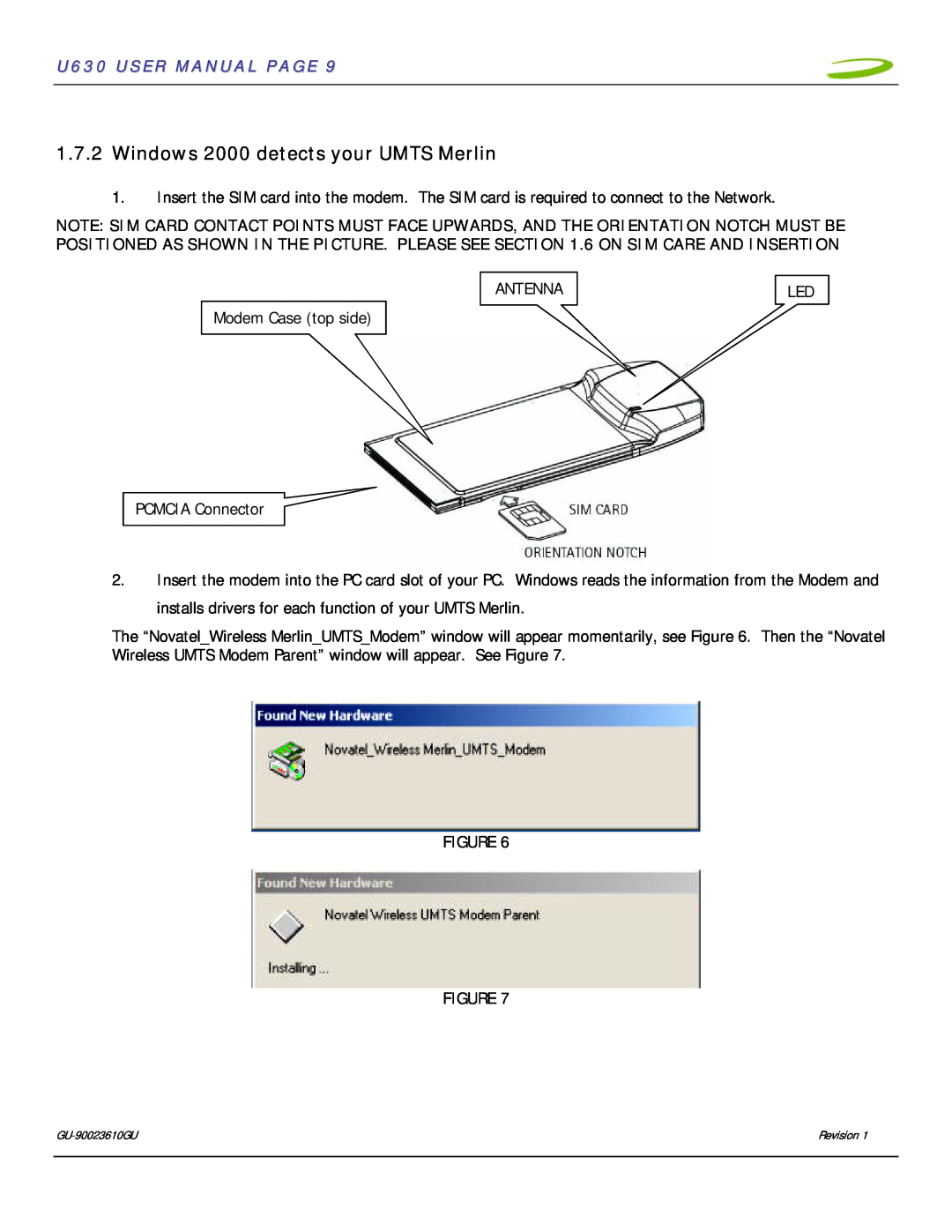 InFocus user manual Windows 2000 detects your UMTS Merlin, U630 USER MANUAL PAGE 