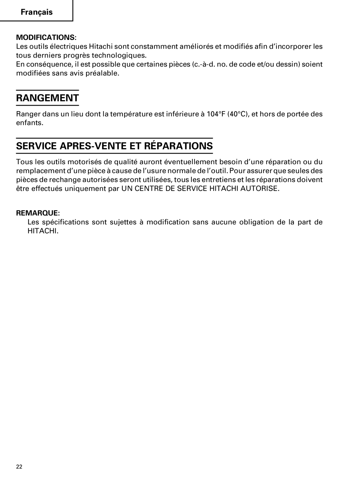 InFocus UC 14YFA instruction manual Rangement, Service APRES-VENTE ET Réparations 