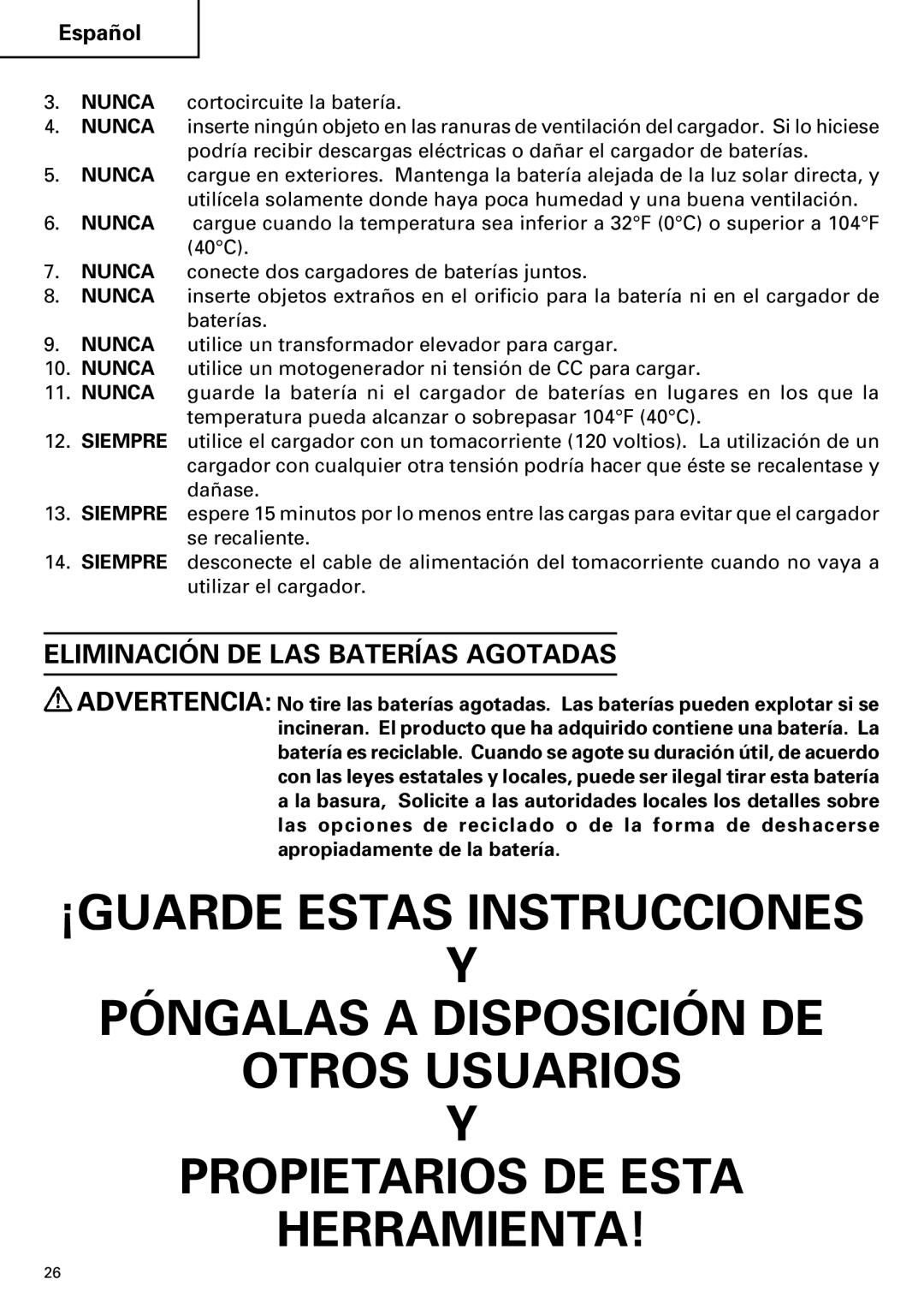 InFocus UC 14YFA instruction manual Eliminación DE LAS Baterías Agotadas 