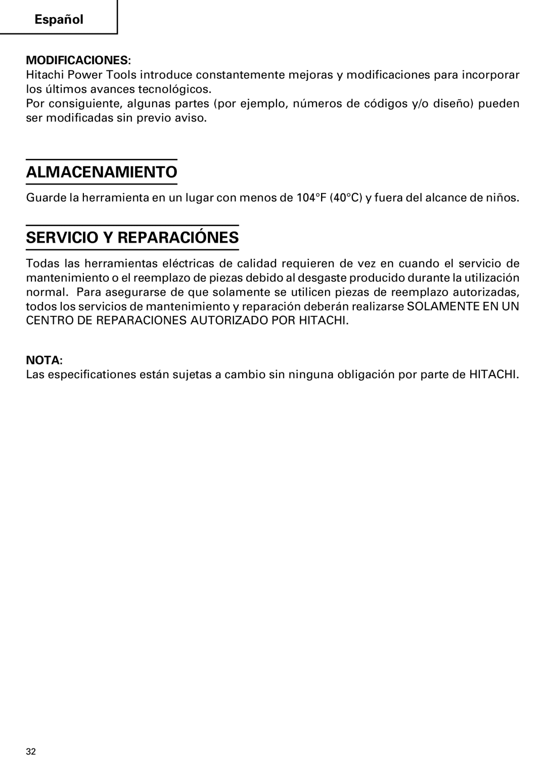 InFocus UC 14YFA instruction manual Almacenamiento, Servicio Y Reparaciónes, Modificaciones 