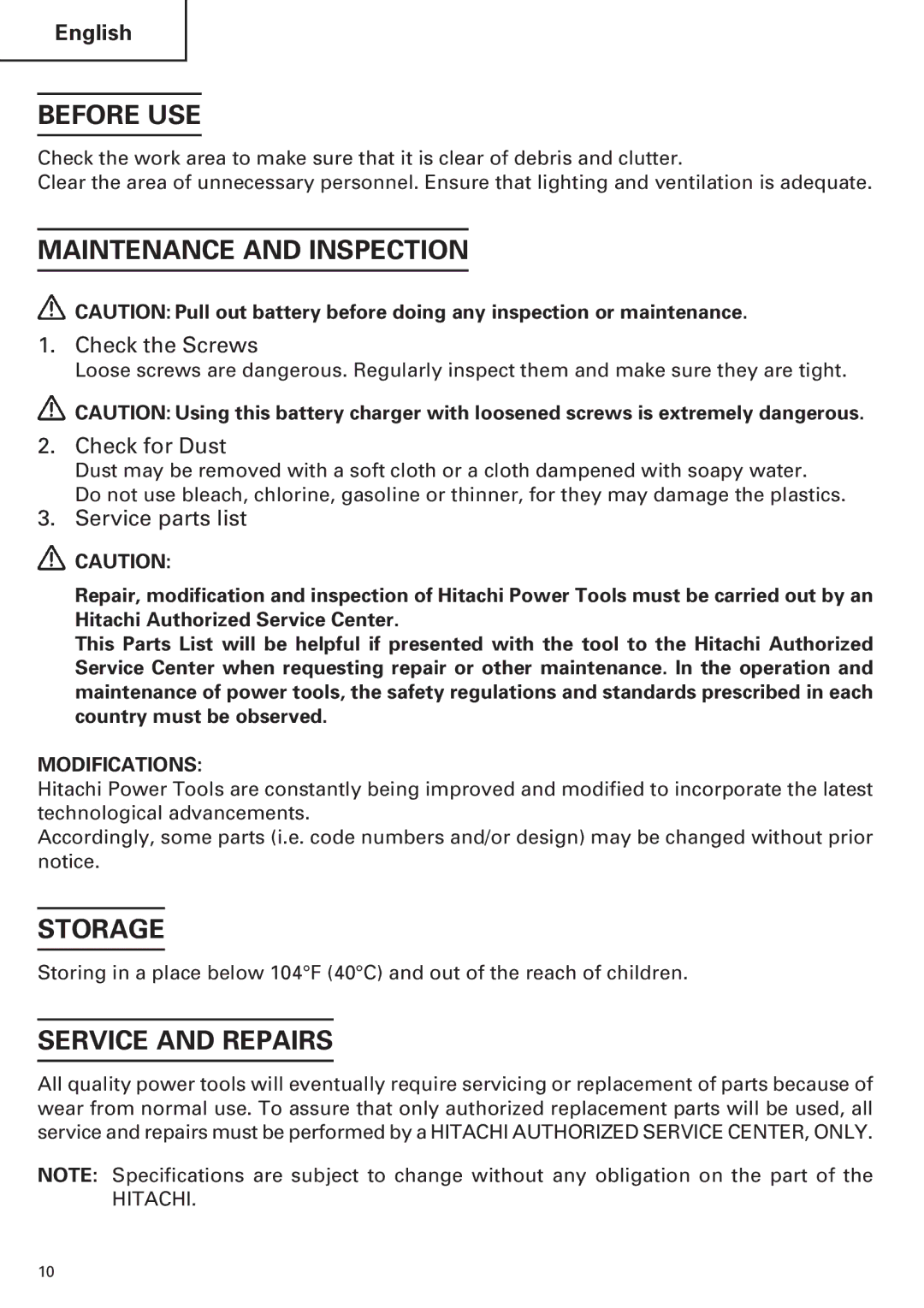 InFocus UC 18SD instruction manual Before USE, Maintenance and Inspection, Storage, Service and Repairs 