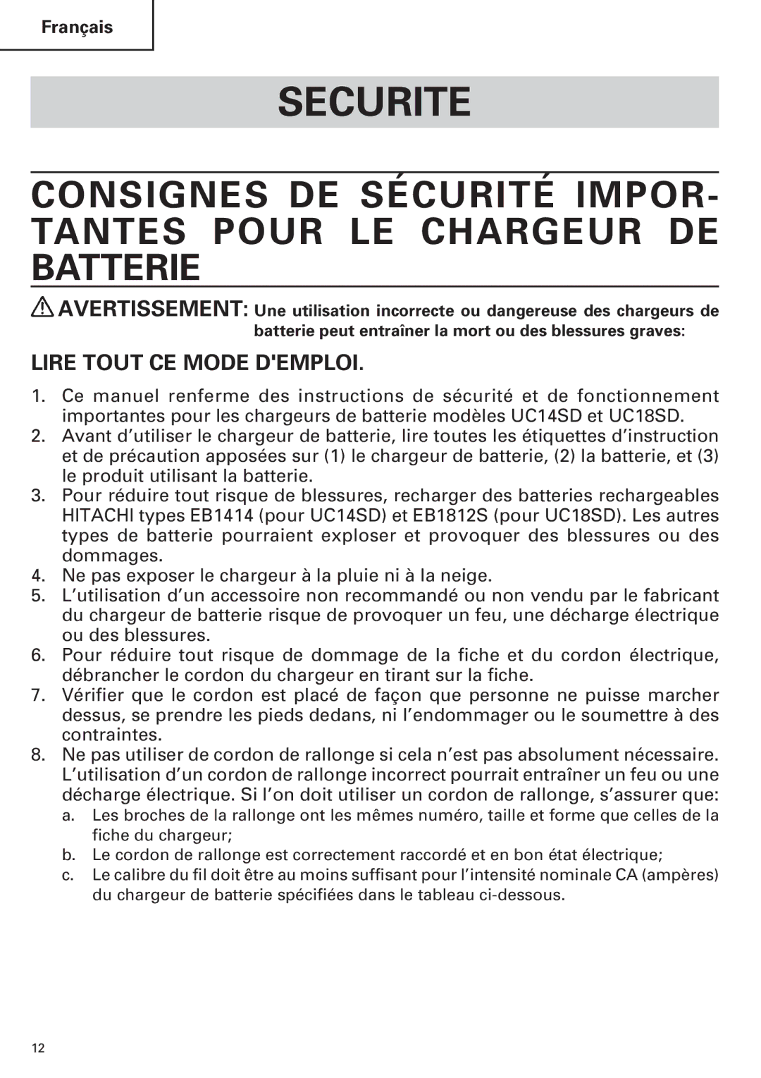 InFocus UC 18SD instruction manual Securite, Lire Tout CE Mode Demploi 