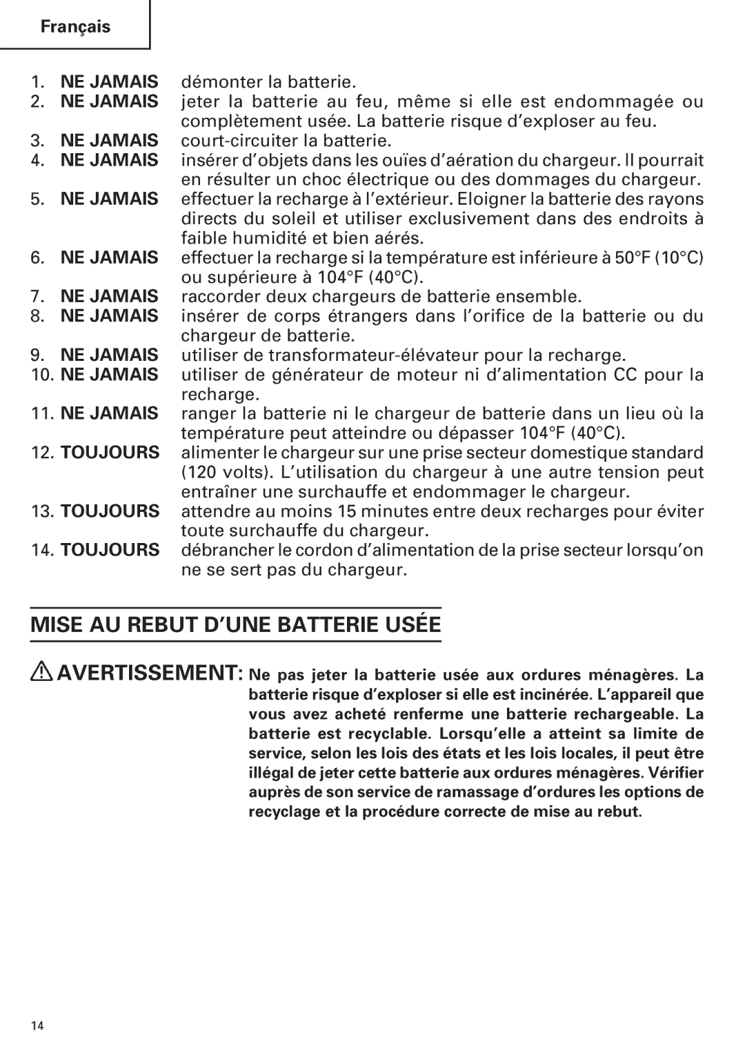 InFocus UC 18SD instruction manual Mise AU Rebut D’UNE Batterie Usée 