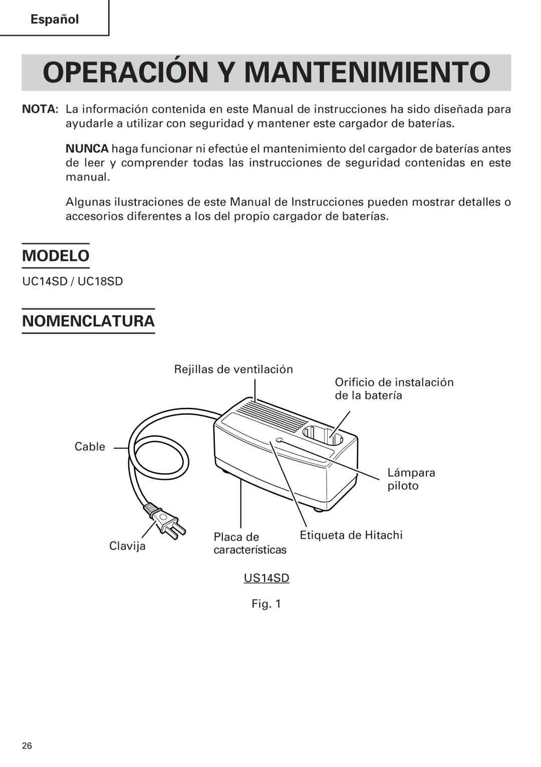 InFocus UC 18SD instruction manual Operación Y Mantenimiento, Modelo, Nomenclatura 