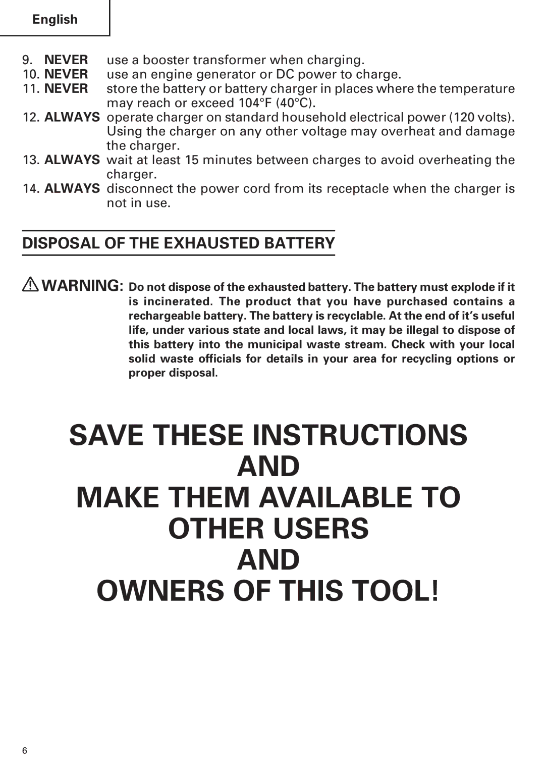 InFocus UC 18SD Make Them Available to Other Users Owners of this Tool, Disposal of the Exhausted Battery 