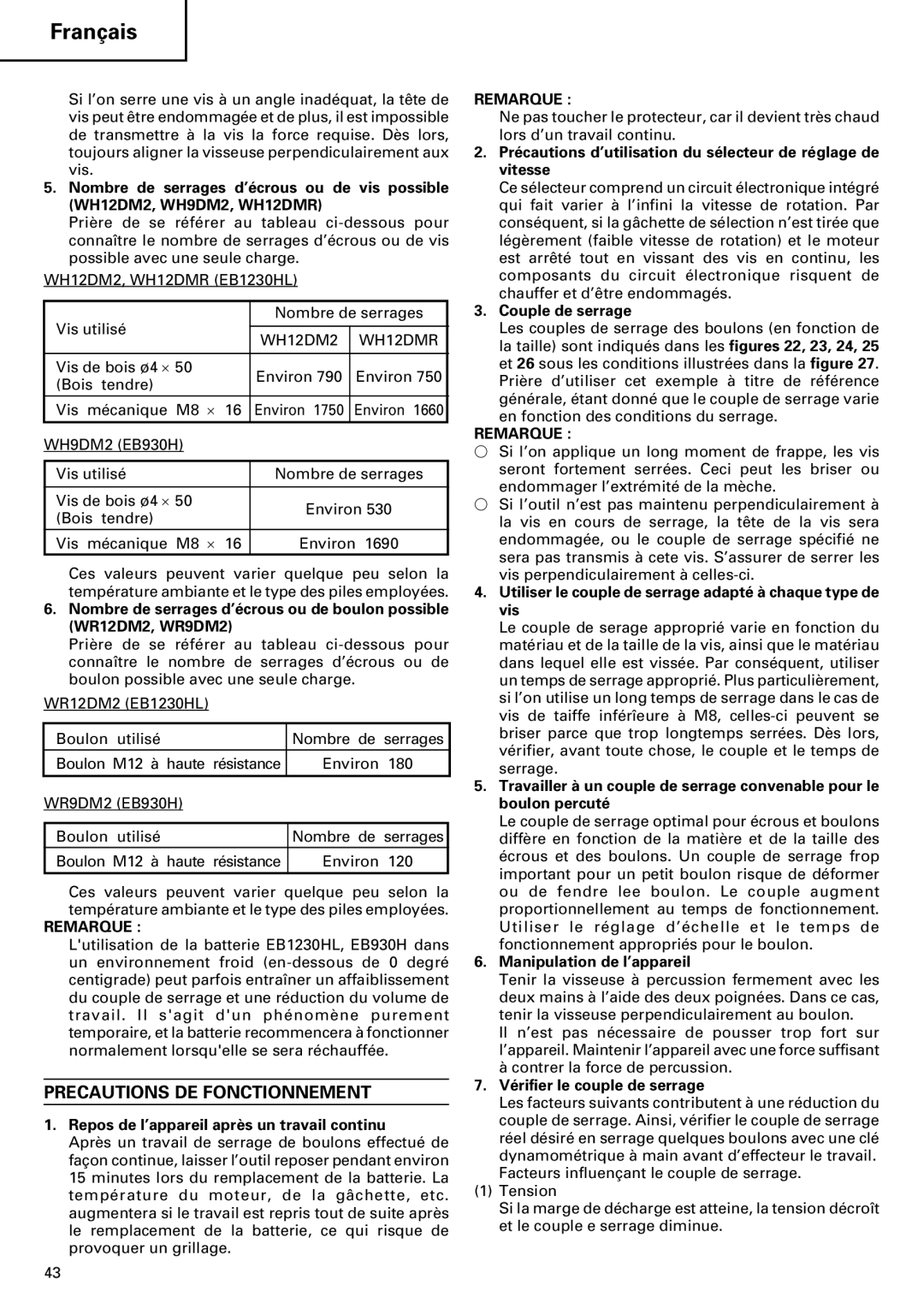 InFocus VR 9DM2 manual Precautions DE Fonctionnement 