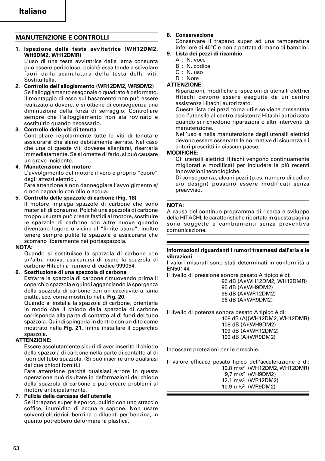 InFocus VR 9DM2 manual Manutenzione E Controlli, Modifiche 