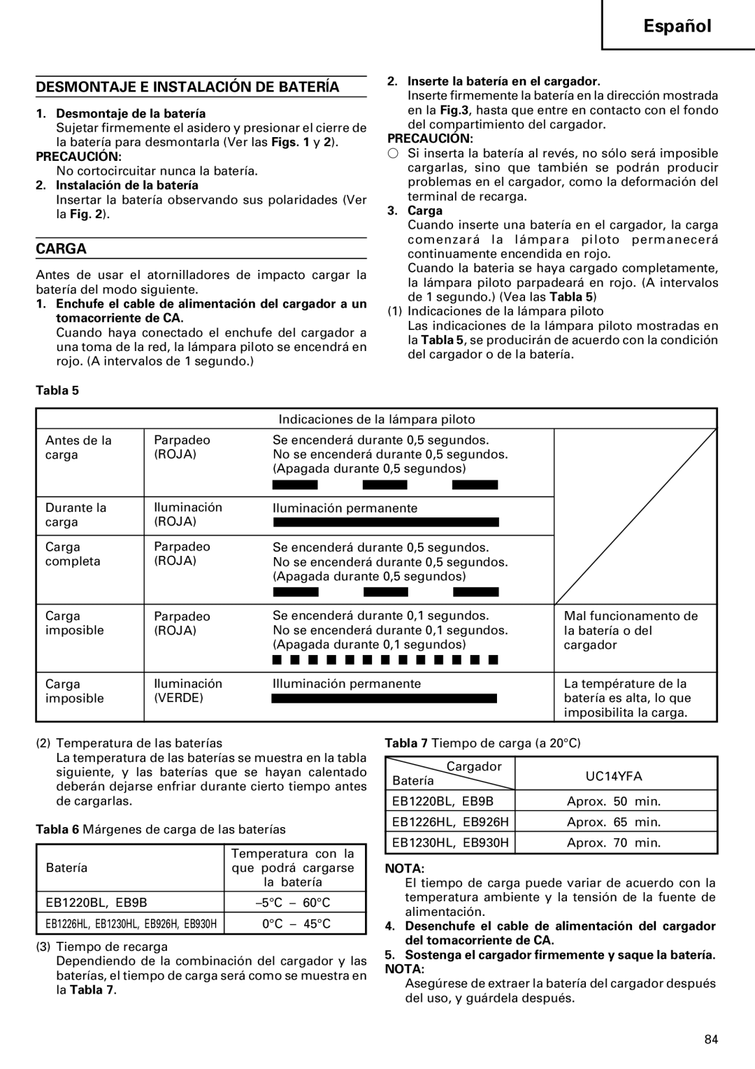 InFocus VR 9DM2 manual Desmontaje E Instalación DE Batería, Carga, Desmontaje de la batería 