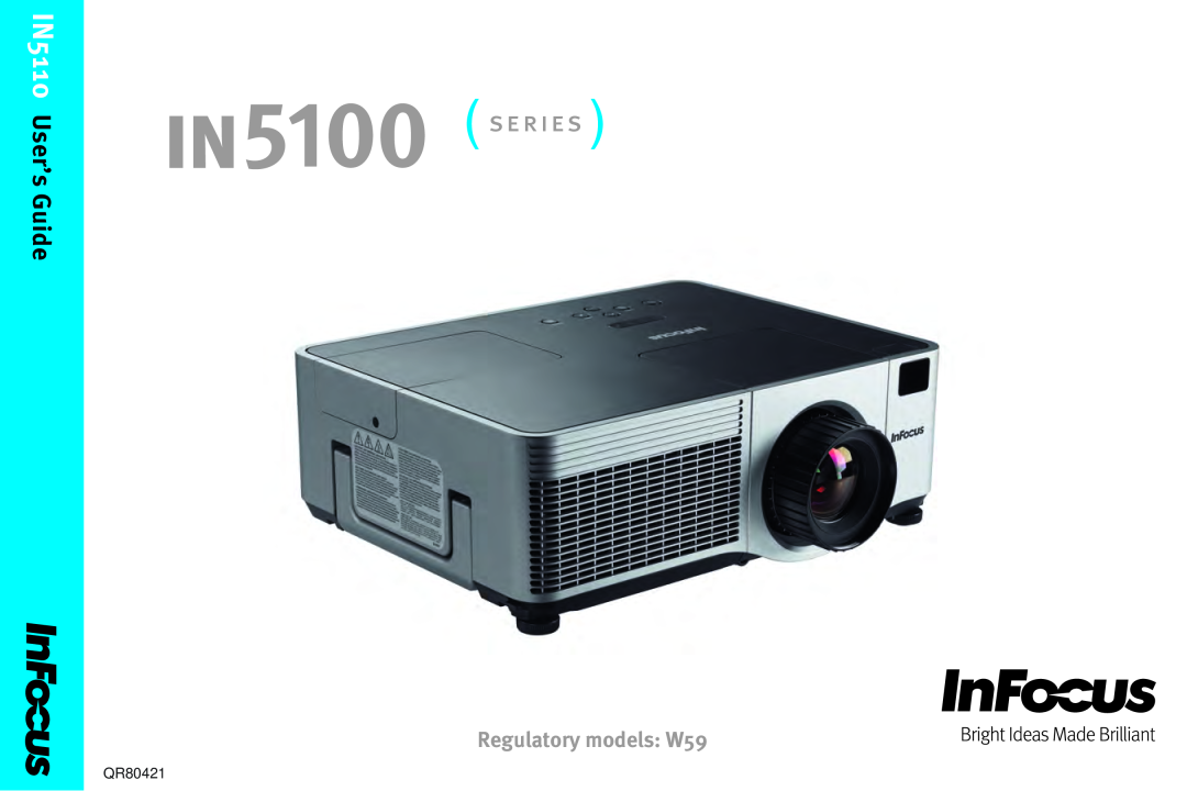 InFocus QR80421 manual IN5110 User’s Guide, 5100, Regulatory models W59 