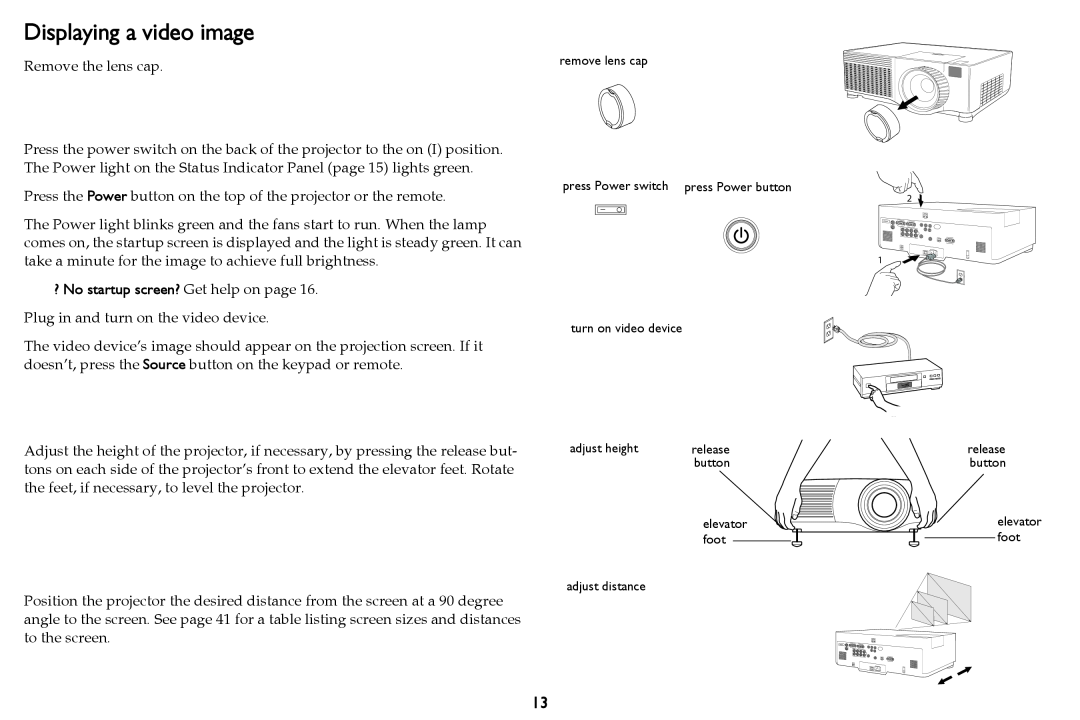 InFocus W59, QR80421 manual Displaying a video image 