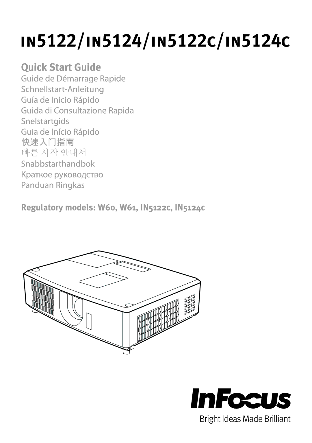 InFocus W60, W61, IN5124C, IN5122C manual 