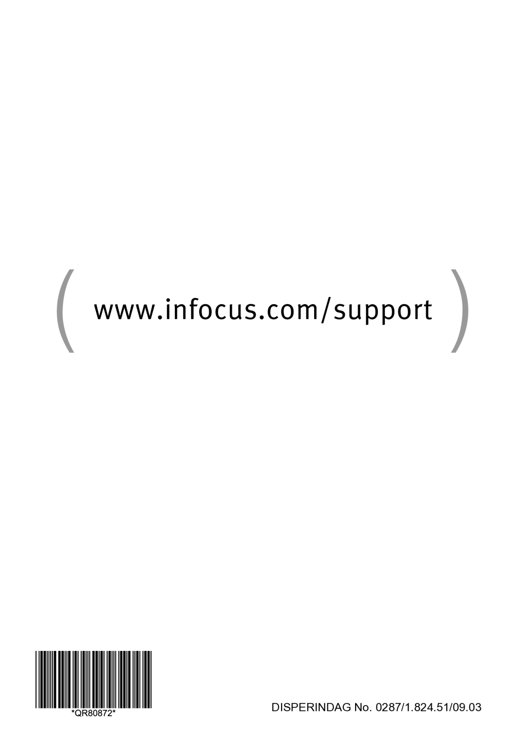 InFocus W61, W60, IN5124C, IN5122C manual Disperindag No /1.824.51/09.03 