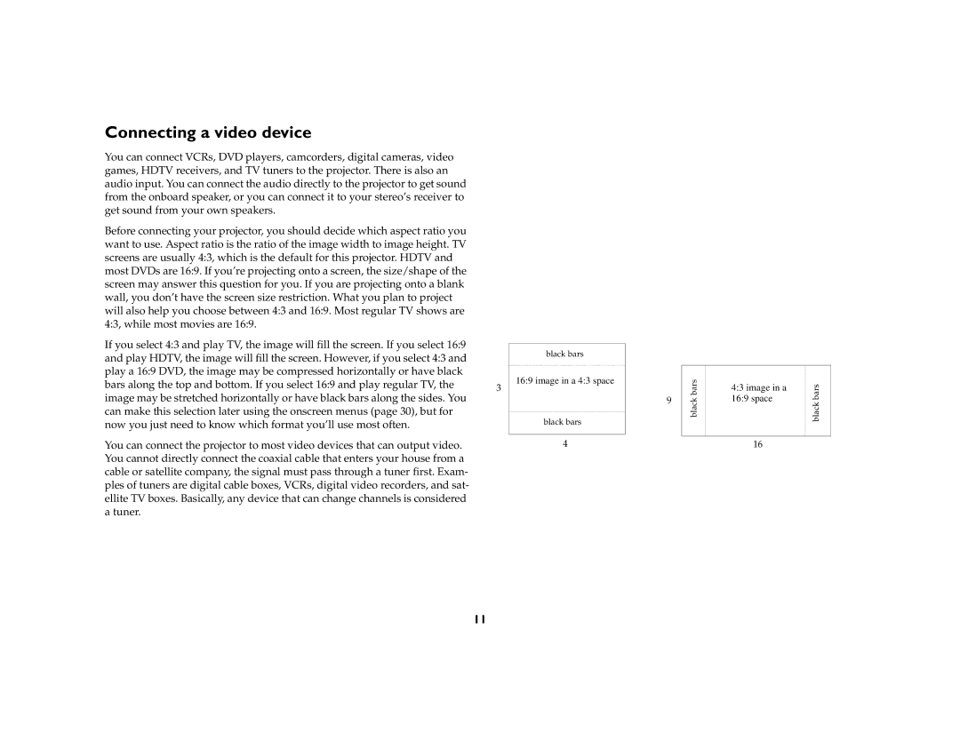 InFocus X1 manual Connecting a video device 