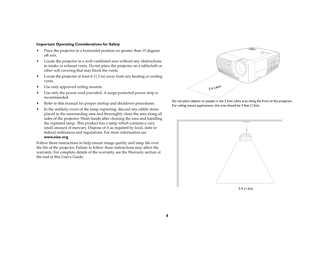 InFocus X1a manual Important Operating Considerations for Safety 