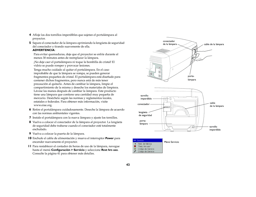 InFocus X2 manual Advertencia 