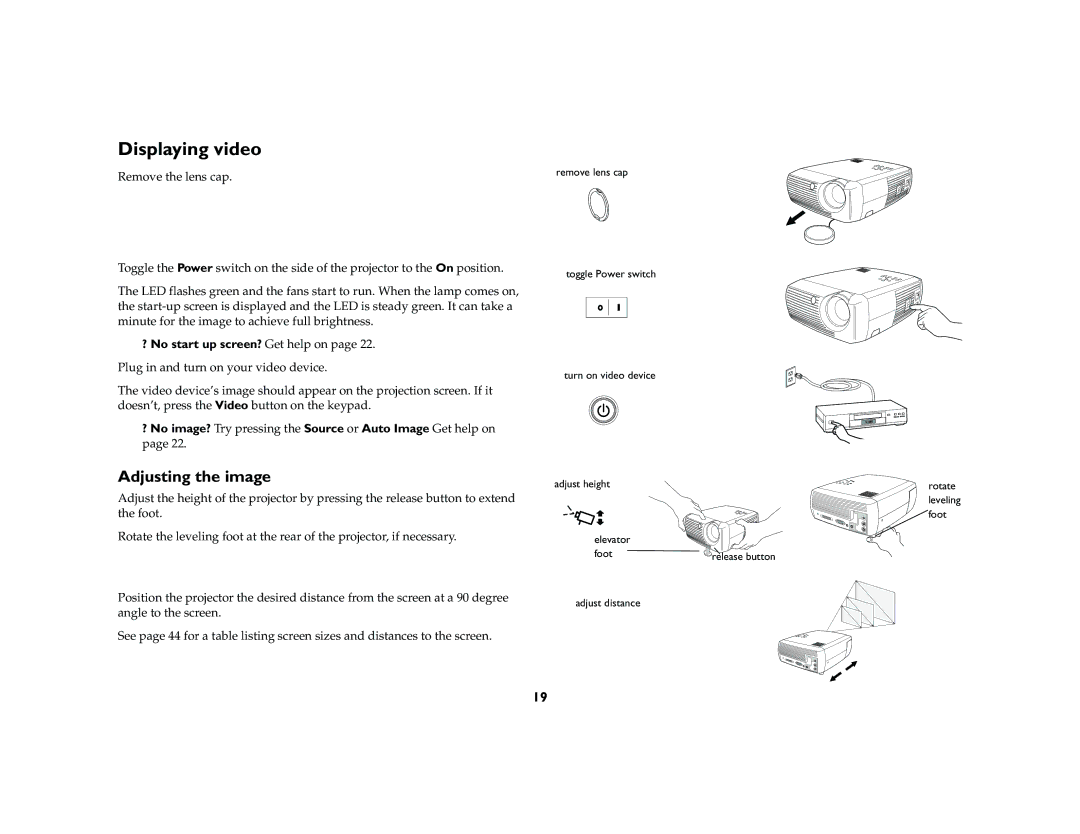 InFocus X2 manual Displaying video, Adjusting the image 