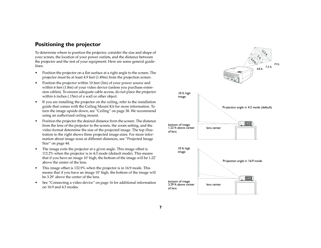 InFocus X2 manual Positioning the projector, Size on 