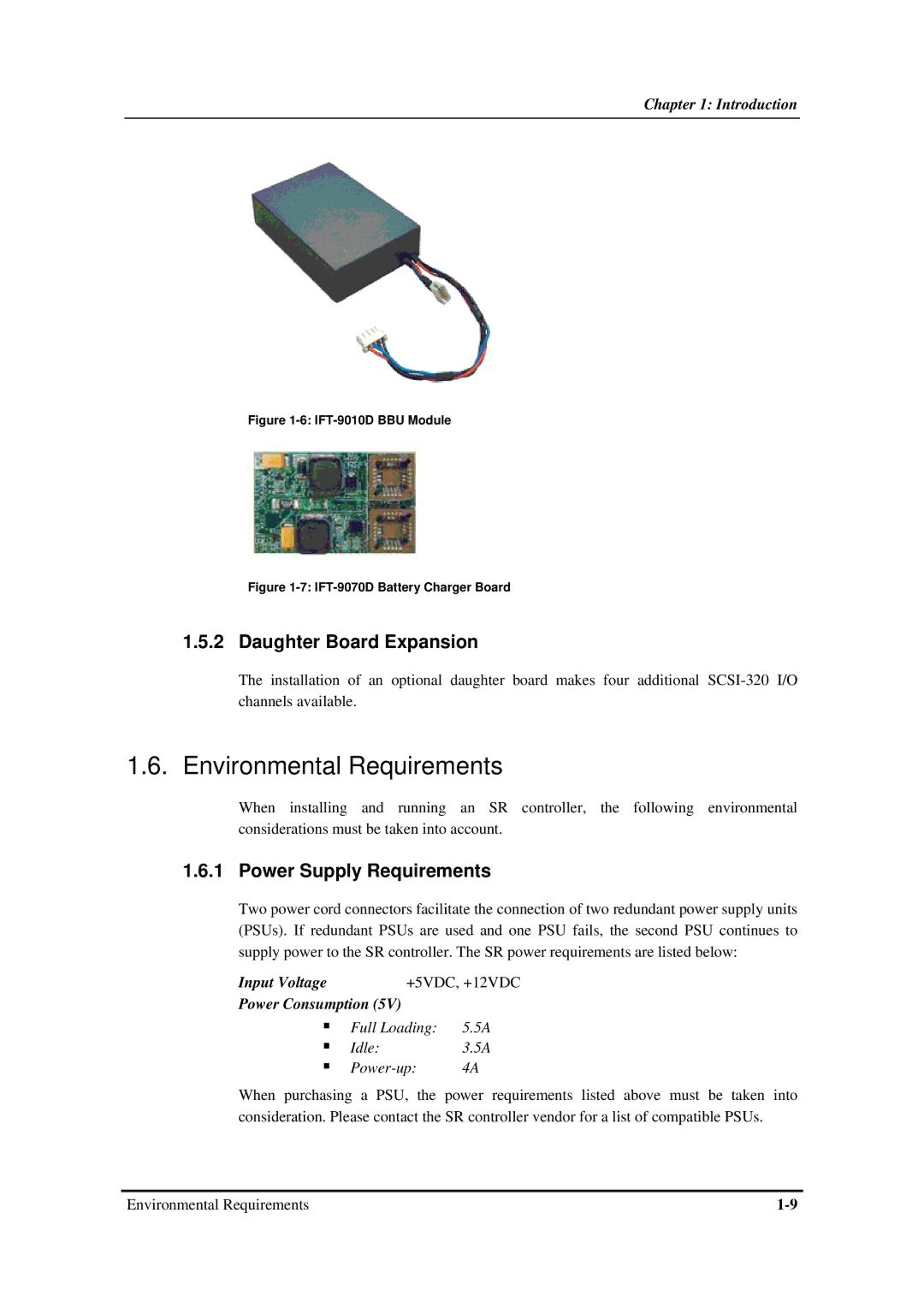 Infortrend SentinelRAID 170 320ML/sec SCSI-to-SCSI RAID Controller Environmental Requirements, Daughter Board Expansion 