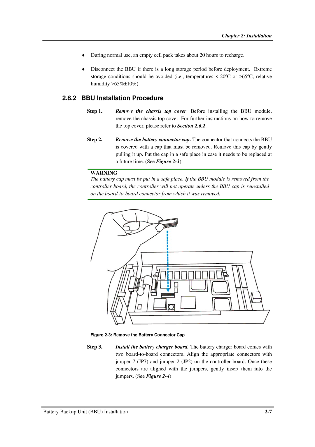 Infortrend SentinelRAID 170 320ML/sec SCSI-to-SCSI RAID Controller manual BBU Installation Procedure 