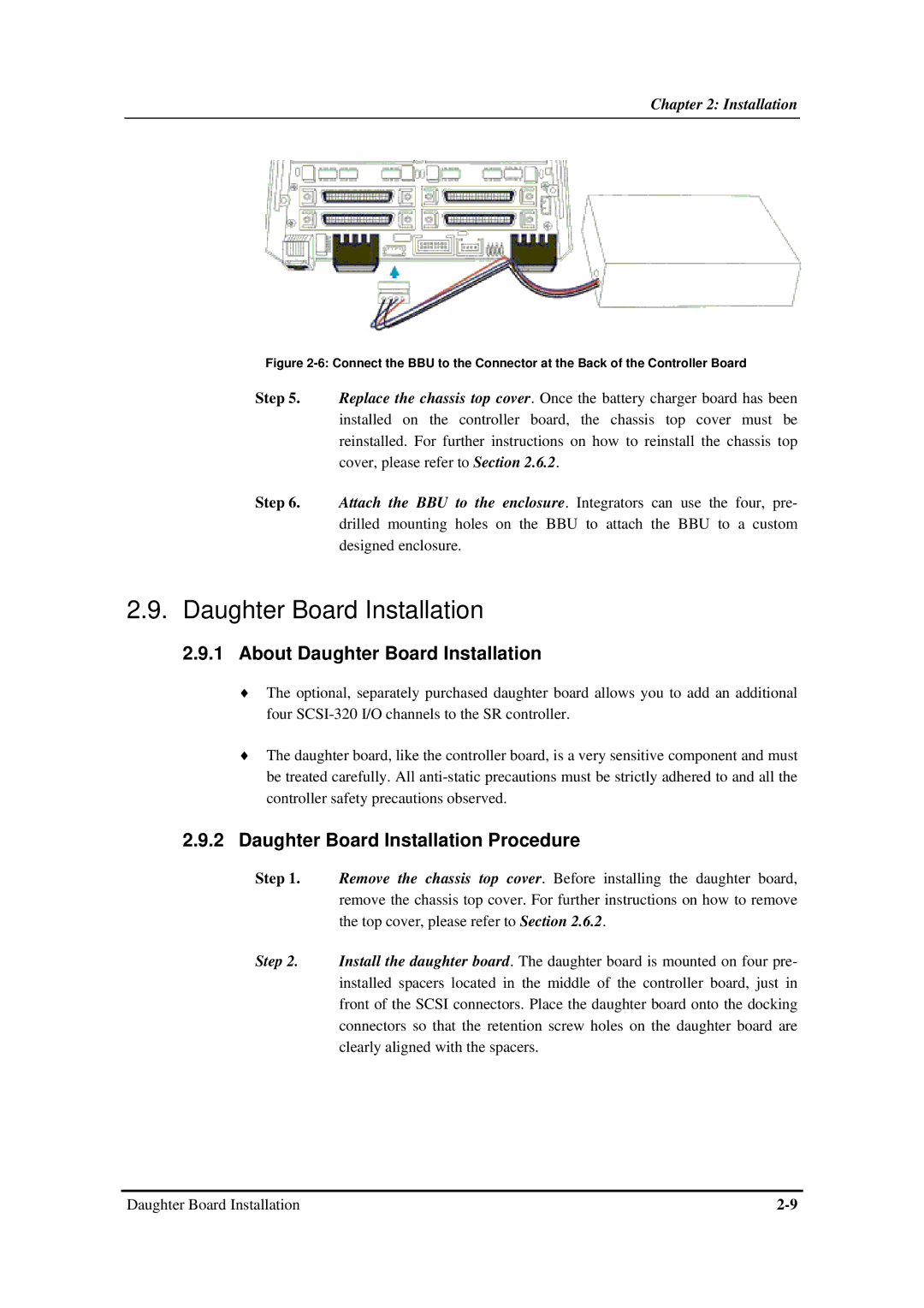 Infortrend SentinelRAID 170 320ML/sec SCSI-to-SCSI RAID Controller manual Daughter Board Installation 