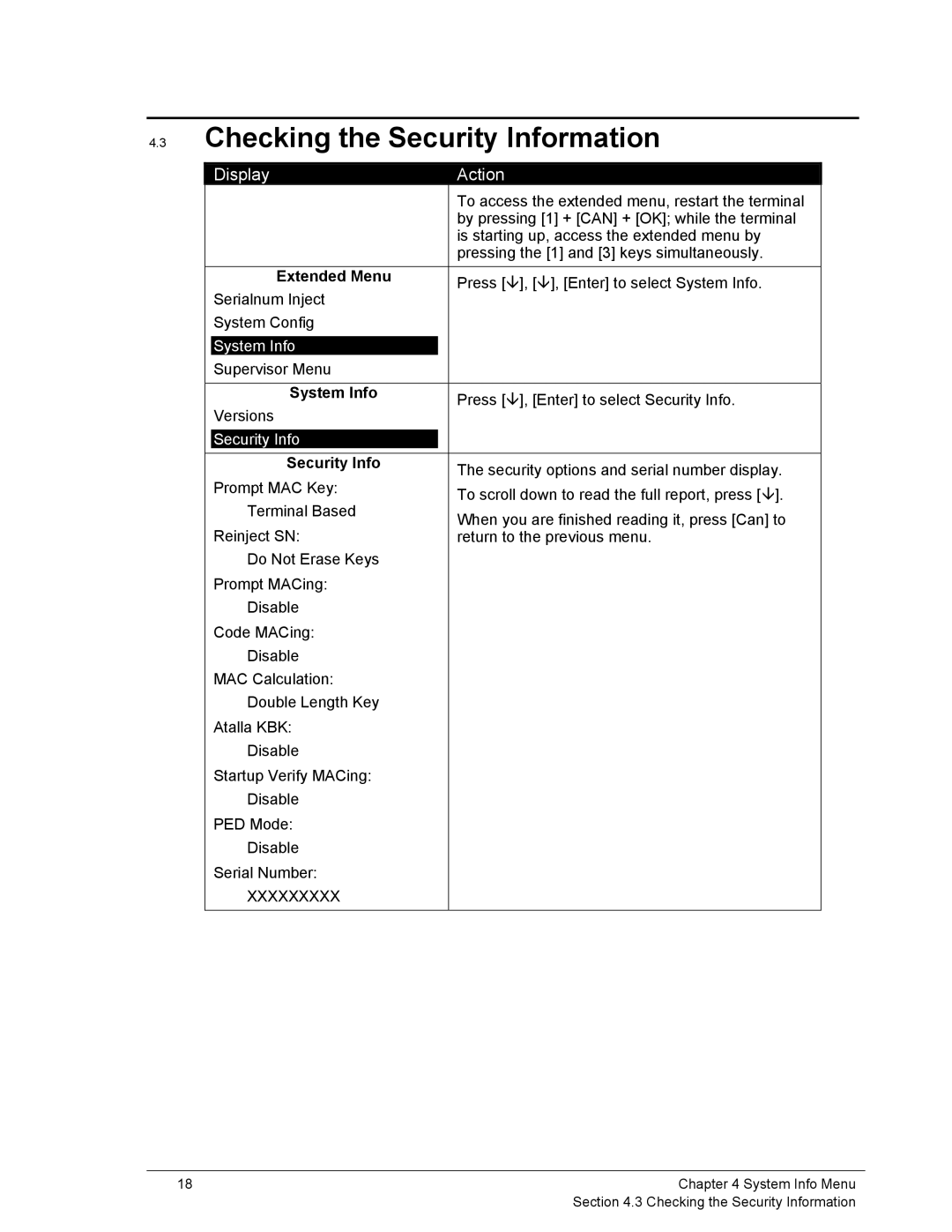 Ingenico 6500 manual Checking the Security Information, Xxxxxxxxx 