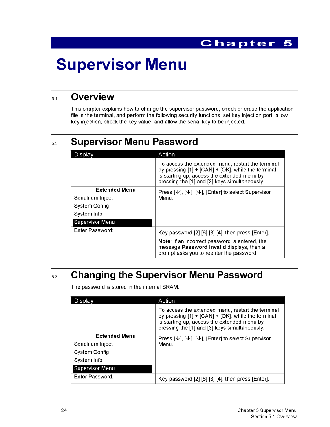 Ingenico 6500 manual Changing the Supervisor Menu Password 