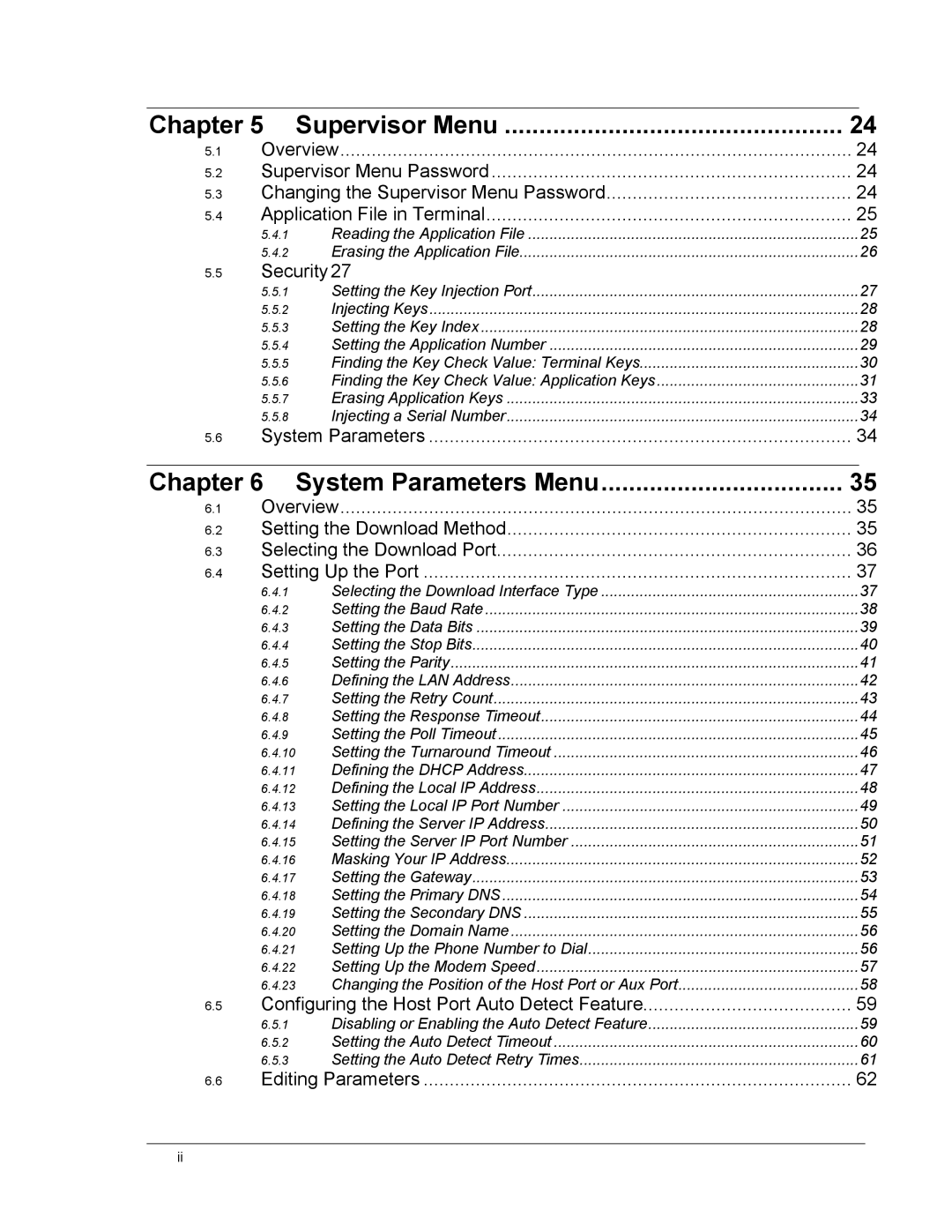 Ingenico 6500 manual Chapter Supervisor Menu 