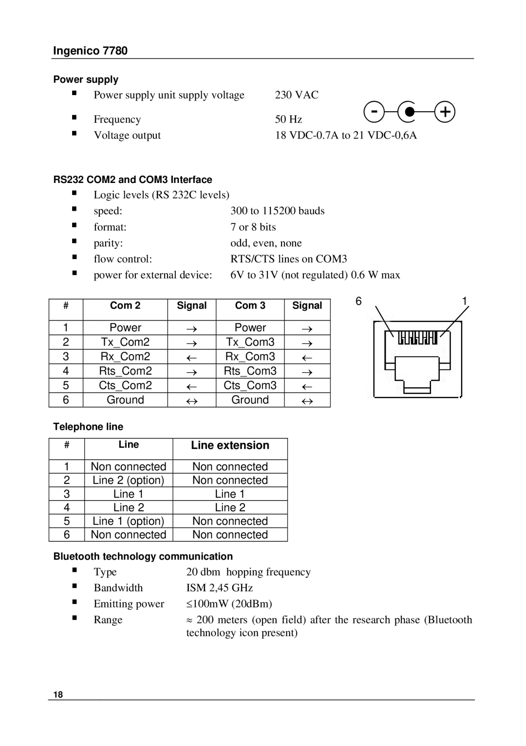 Ingenico 7780 manual Line extension, Line Line 1 option 