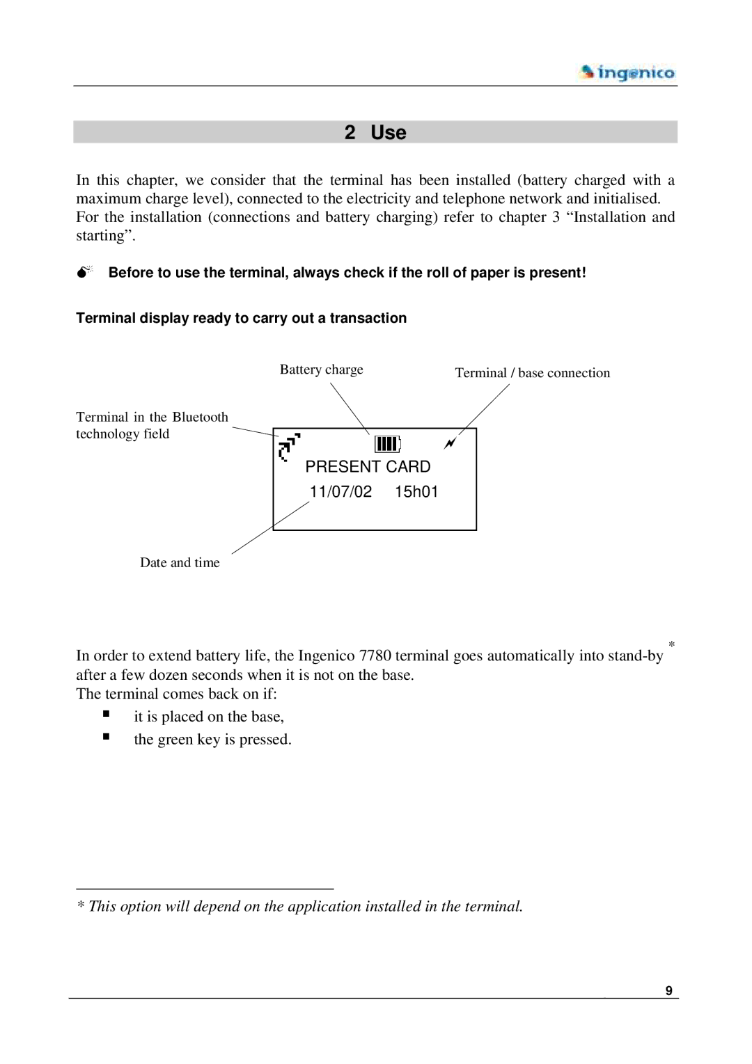 Ingenico 7780 manual Use, Present Card 11/07/02 15h01 