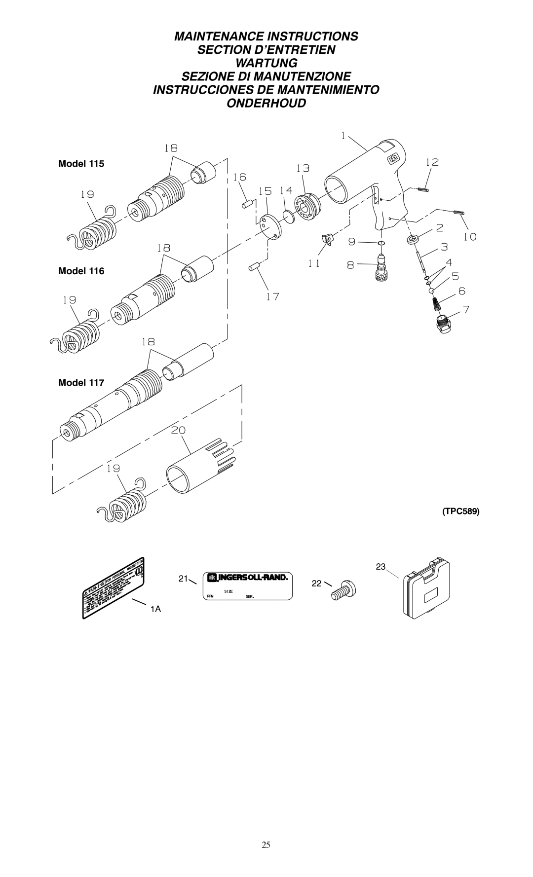 Ingersoll-Rand 116--EU, 115--EU, 117--EU manual Model 