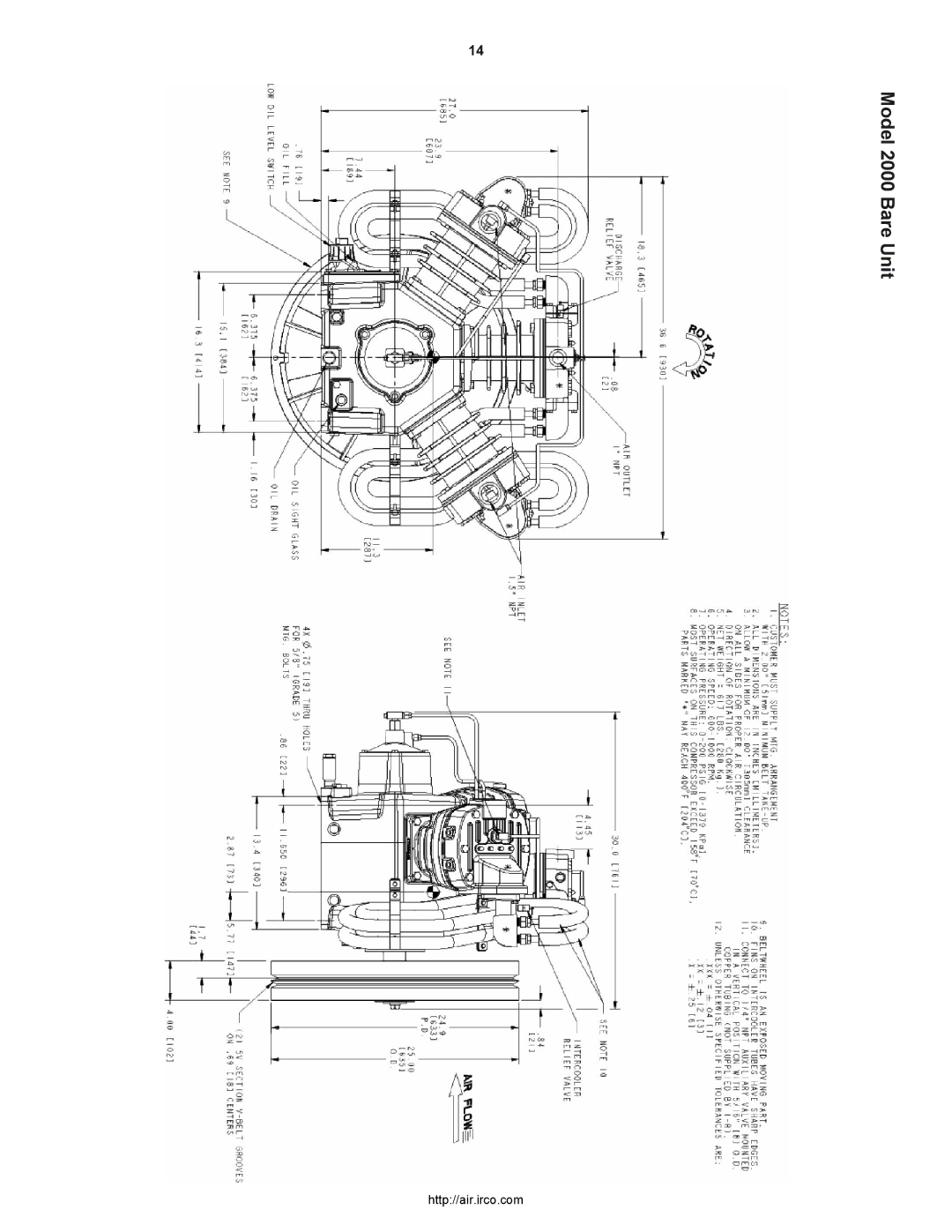 Ingersoll-Rand 2000P owner manual Model 2000 Bare Unit 