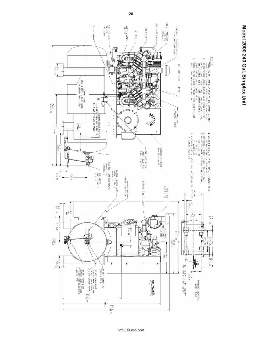 Ingersoll-Rand 2000P owner manual Model 2000 240 Gal. Simplex Unit 