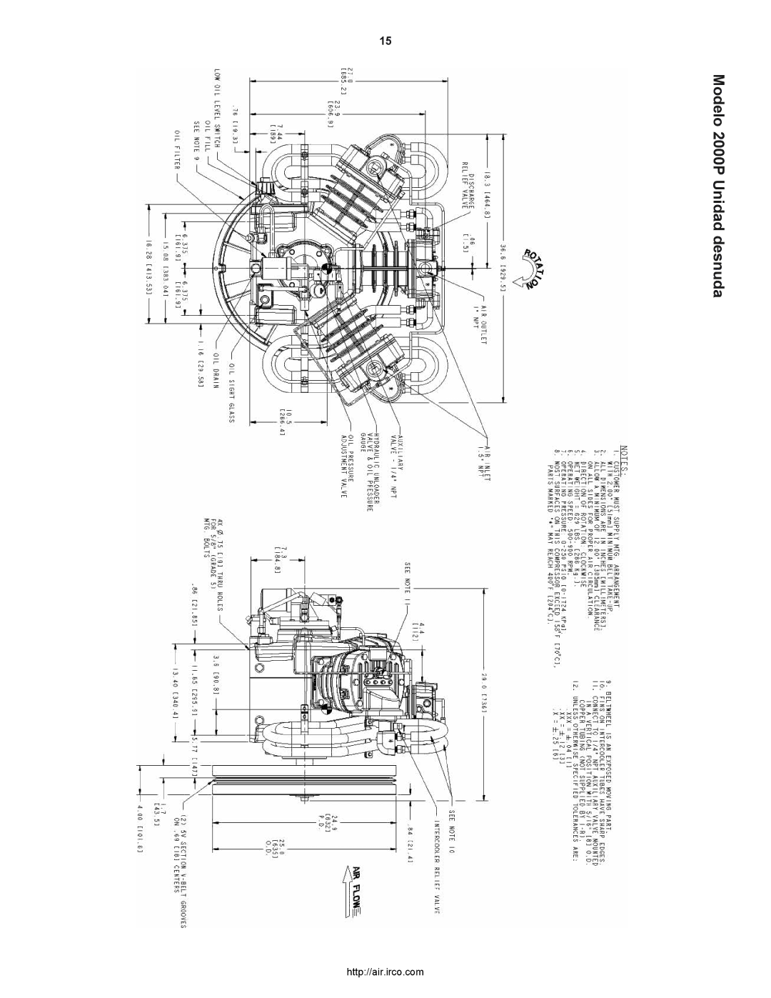 Ingersoll-Rand owner manual Modelo 2000P Unidad desnuda 