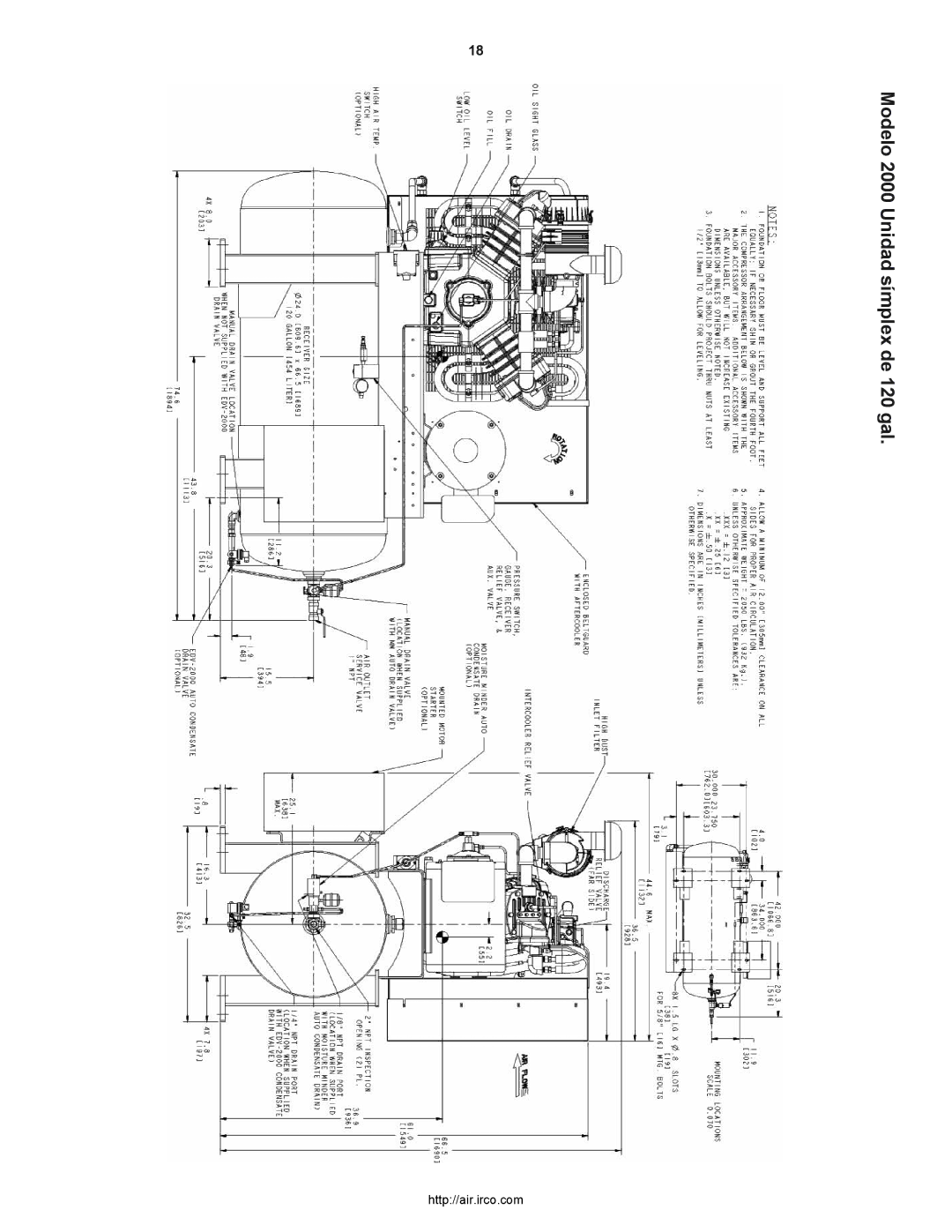 Ingersoll-Rand 2000P owner manual Modelo 2000 Unidad símplex de 120 gal 