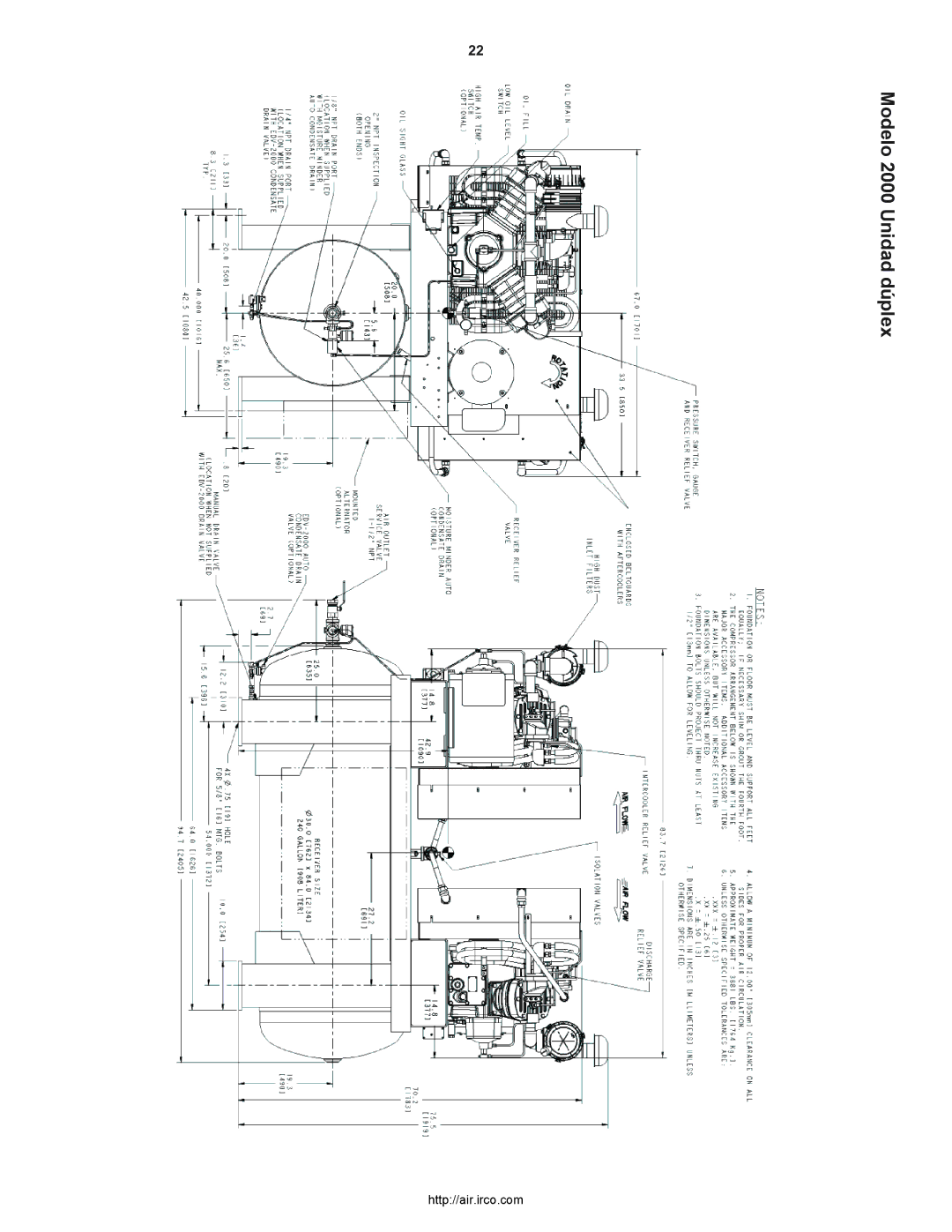 Ingersoll-Rand 2000P owner manual Modelo 2000 Unidad dúplex 