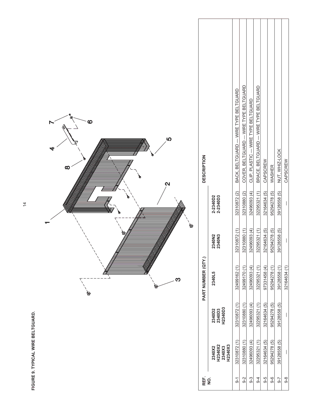 Ingersoll-Rand 2340 manual BACK, Beltguard Wire Type Beltguard, COVER, Beltguard Wire Type Beltguard, Capscrew, Washer 