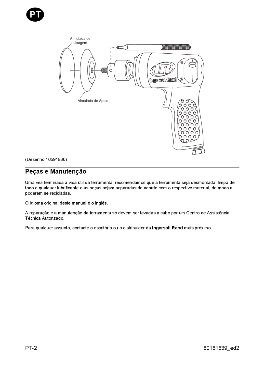 Ingersoll-Rand 3128 manual Peças e Manutenção 