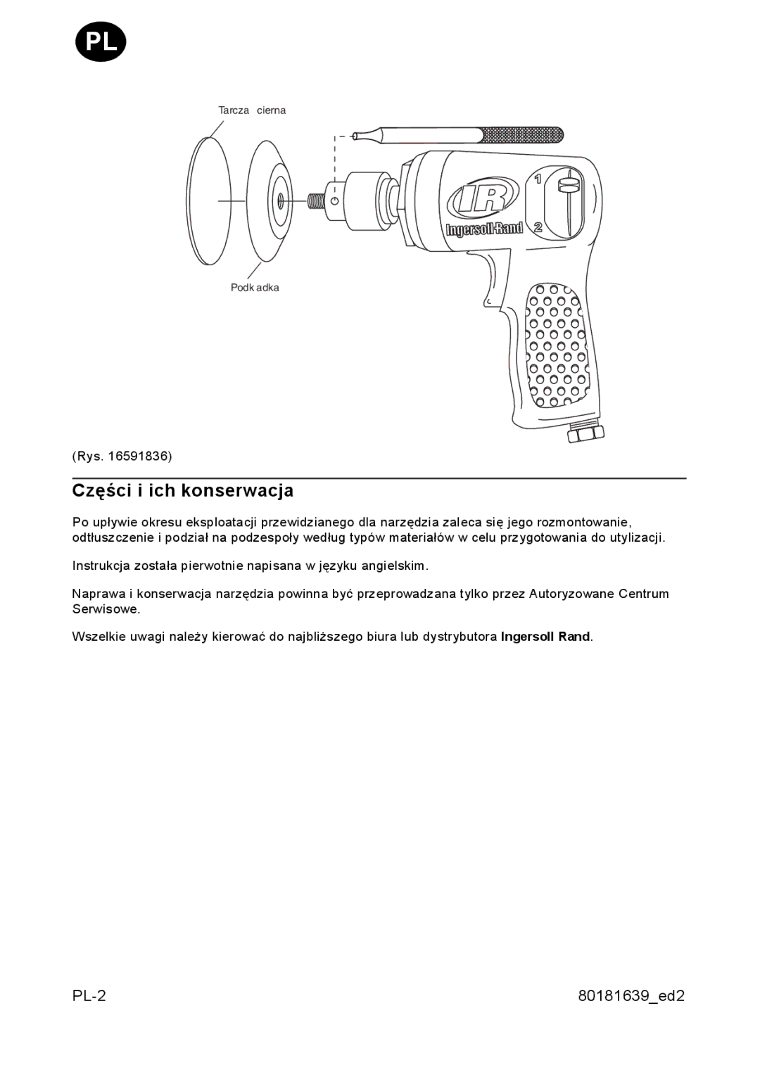 Ingersoll-Rand 3128 manual Części i ich konserwacja 