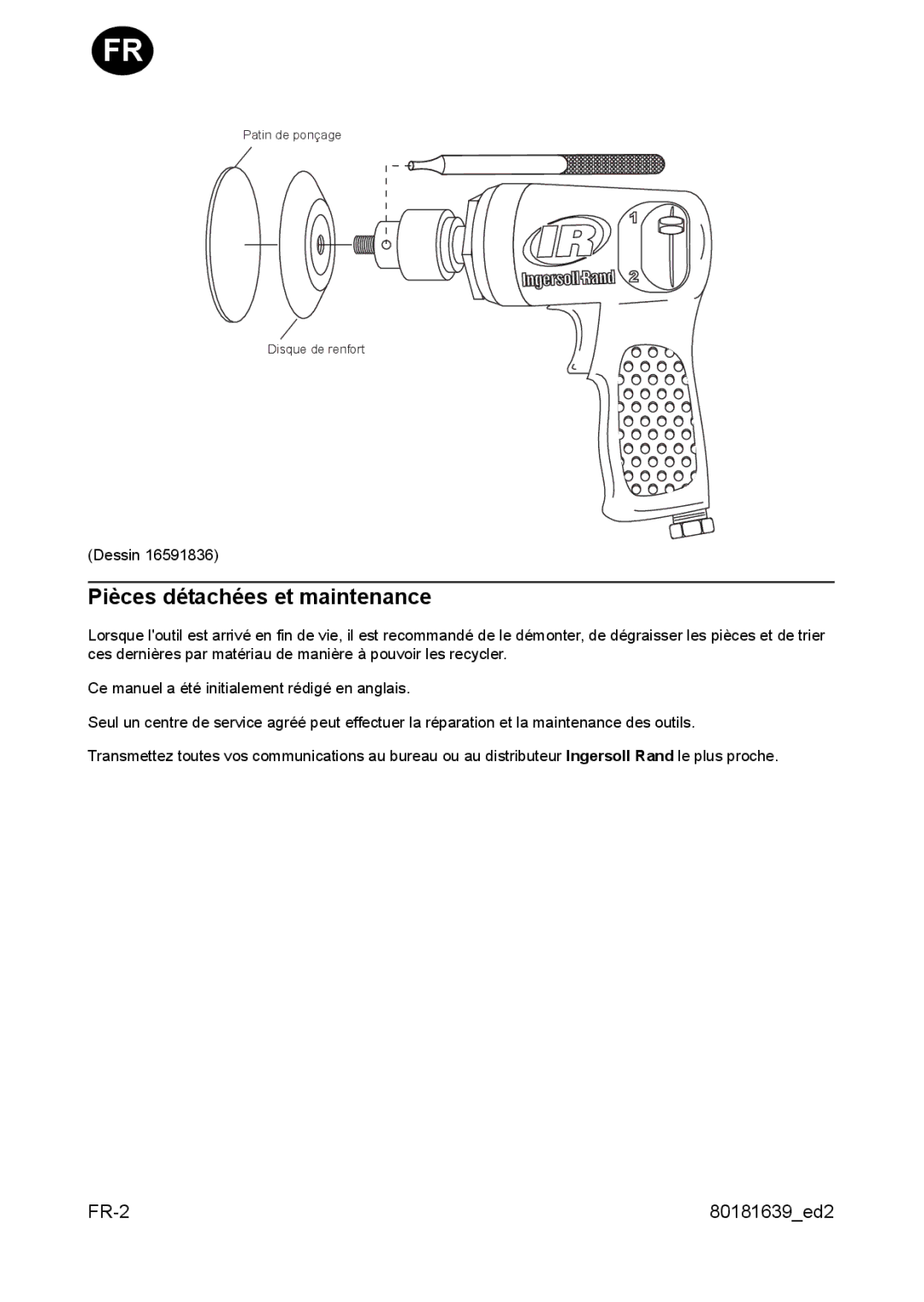 Ingersoll-Rand 3128 manual Pièces détachées et maintenance 