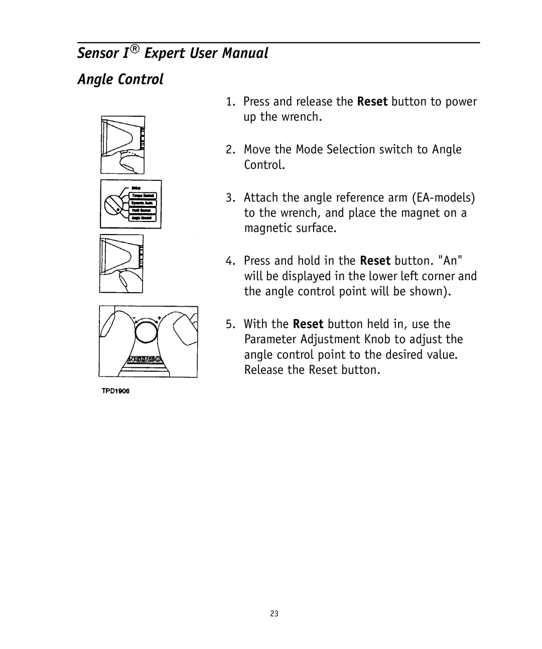 Ingersoll-Rand 4575759 user manual Angle Control 