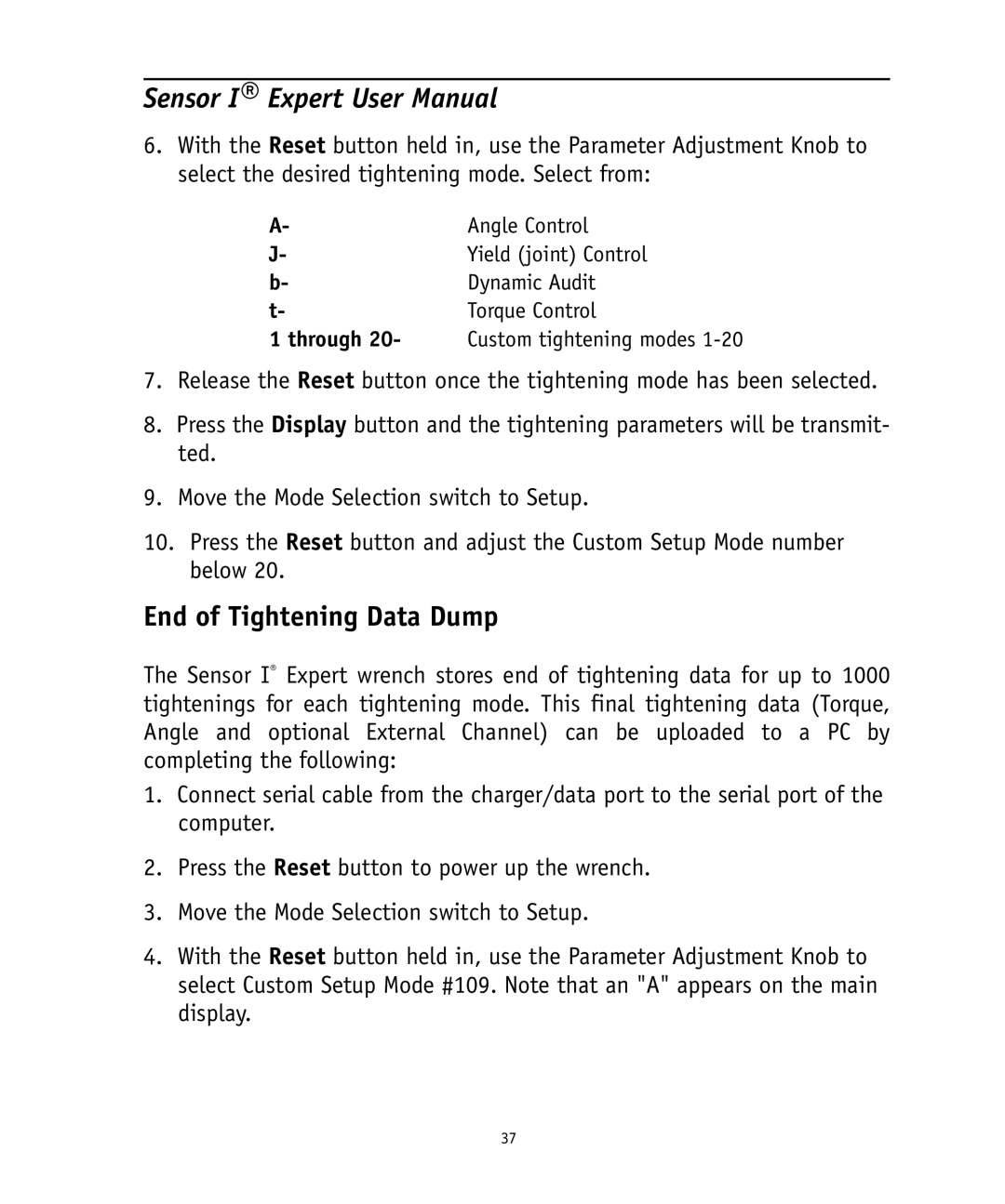 Ingersoll-Rand 4575759 user manual End of Tightening Data Dump 