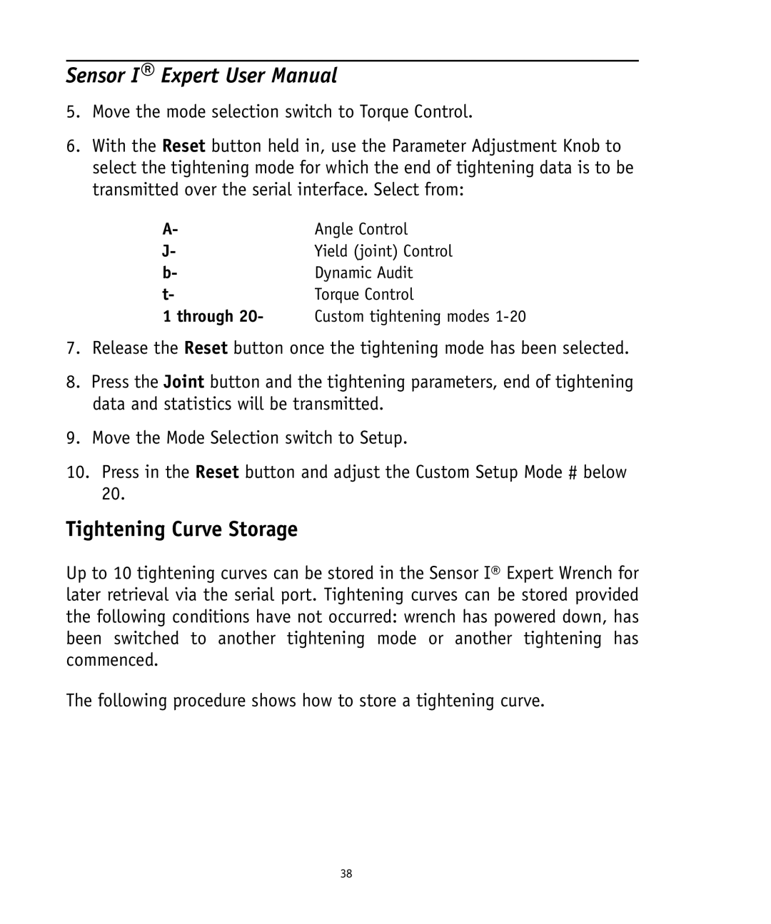 Ingersoll-Rand 4575759 user manual Tightening Curve Storage 