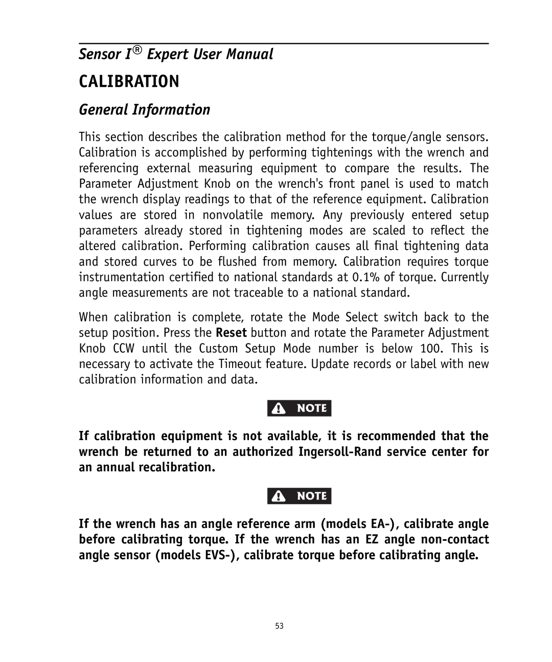 Ingersoll-Rand 4575759 user manual Calibration, General Information 